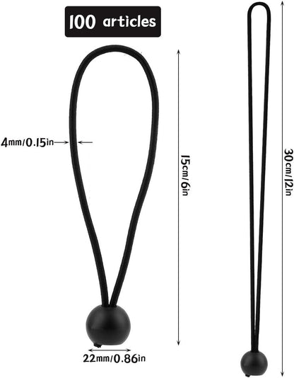 Rubber buckle - 15 cm tarpaulin clip with ball, tent rubber tarpaulin rubber - tent tensioner accessories - rubber ring - retractable ring - tent rubber tensioner, tarpaulin - 100 pieces.