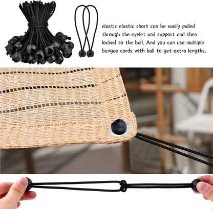 Rubber buckle - 15 cm tarpaulin clip with ball, tent rubber tarpaulin rubber - tent tensioner accessories - rubber ring - retractable ring - tent rubber tensioner, tarpaulin - 100 pieces.
