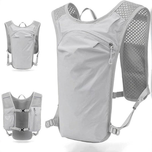 Backpack - Running Hydration Vest - Lightweight Insulated Backpack with 1.5L Hydration Blaster - Suitable for Hiking, Trail Running, Cycling, Racing & Marathons - Gray.