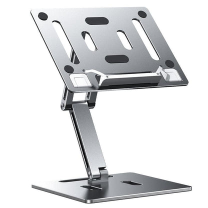 Computer Stand - Adjustable Lift Stand - Suitable for laptop, tablet, textbooks, cookbooks and magazines - Cooling vents - Metal - Silver.