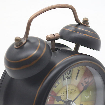 Alarm Clock - Retro Mini Silent Alarm Clock - with Night Light - Retro Arabic Digital Analog Quartz Alarm Clock - Ticking Double Bell Alarm Clock - Desk Clock with Alarm - Silent Clock