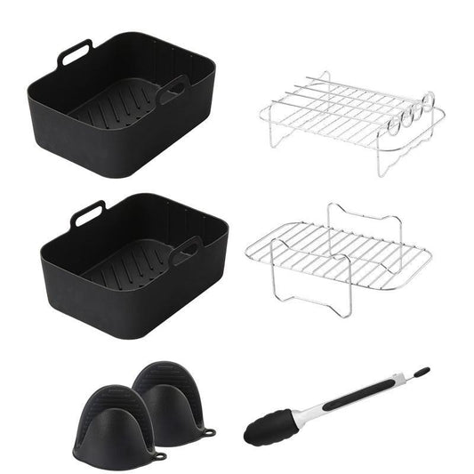 Airfryer Accessory Set - Silicone Liner, Grill, Steam Basket, Baking Tray and Pan - Set of 7.