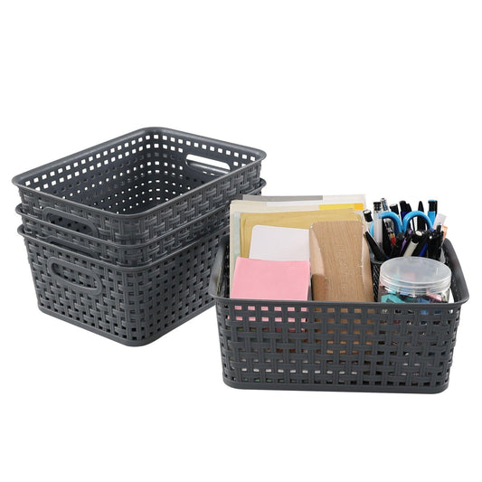 Storage basket - simple office supplies - storage basket - storage box for desk and study room snacks - white.