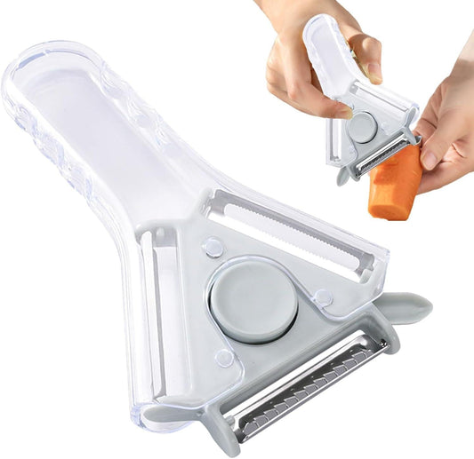 Grater - Cheese Grater - Portable Switchable Peeler - Small Switchable Stainless Steel Food Grater - with Spoon Hole - Blue.