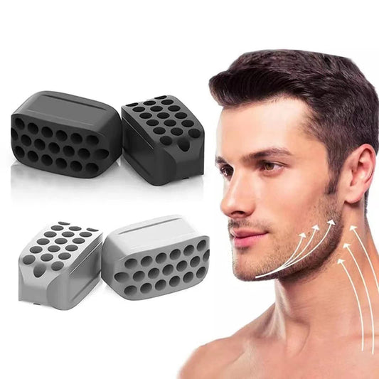 Jawline Trainer - Silicone Jaw Trainer - Powerful jaw trainer and jawline shaper for all levels - Slimmer, firmer and contours the face - 2 pieces (black + white).