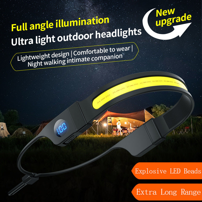 LED Headlamp - 230Â° Wide Beam - Rechargeable Headlamp with Digital Battery Display - 500 Lumens - Waterproof USB Headlamp for Camping, Running, Hiking - Adjustable Silicone Strap.
