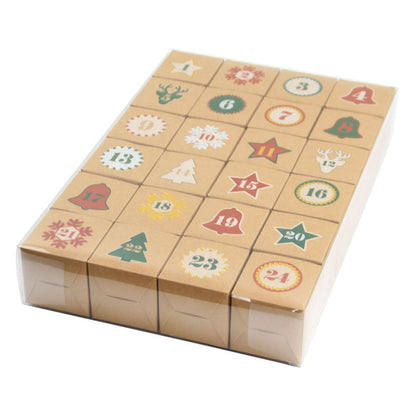 Christmas Box – Candy Boxes – Advent Calendar 1-24 Set – Refillable Countdown Box with Kraft Paper Boxes & Empty PVC Candy Containers for DIY Christmas Decoration & Gifts