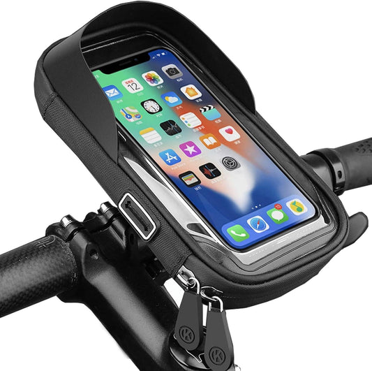 Waterproof Bike Phone Holder - Sensitive Touchscreen & Face ID - Universal Mobile Phone Holder for Motorcycle & Scooter - Black.