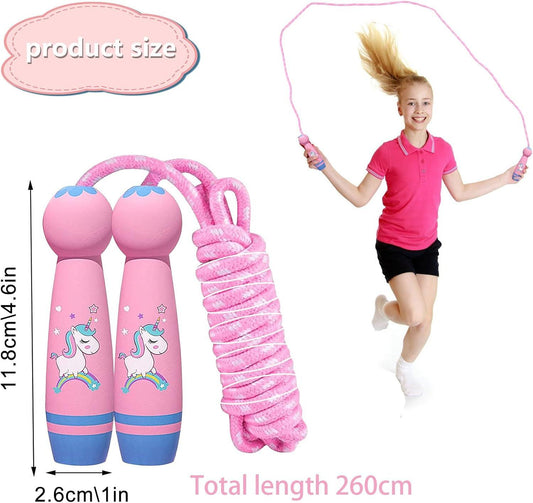 Adjustable Children's Skipping Rope - With Wooden Handle - 260 cm - Suitable for Boys & Girls - For School & Play.