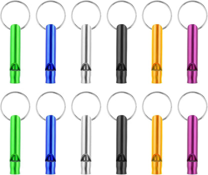 Metal Emergency Whistles - Set of 12 - Referee Whistles for Sports, School & Outdoors.