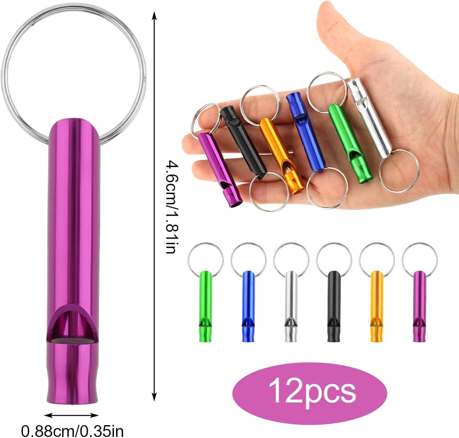 Metal Emergency Whistles - Set of 12 - Referee Whistles for Sports, School & Outdoors.