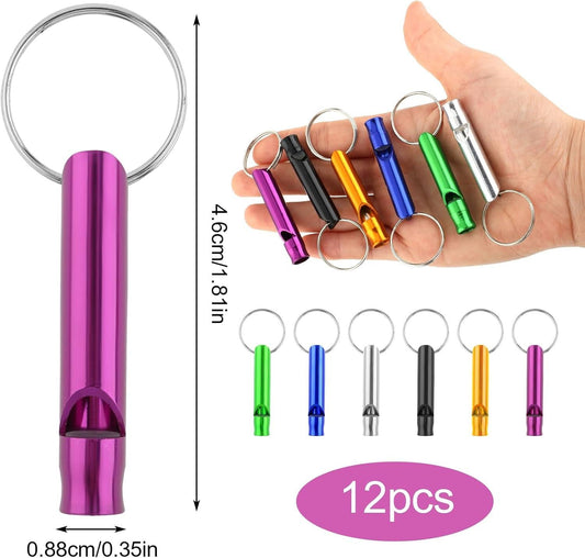 Metal Emergency Whistles - Set of 12 - Referee Whistles for Sports, School & Outdoors.