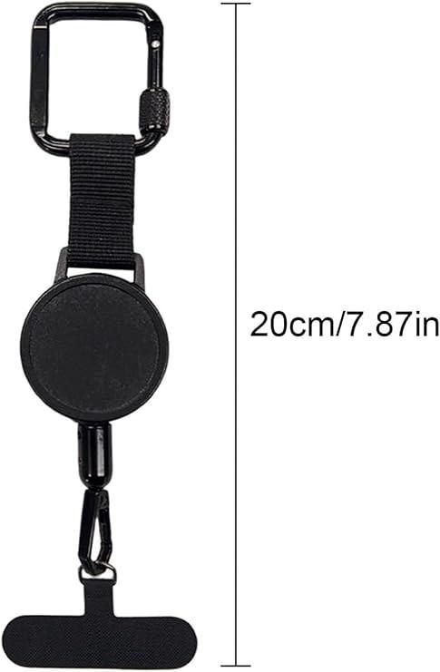 Anti-theft Phone Cord - Set of 2 - Retractable - With Belt Clip - Safety Cord for Smartphone - Black.