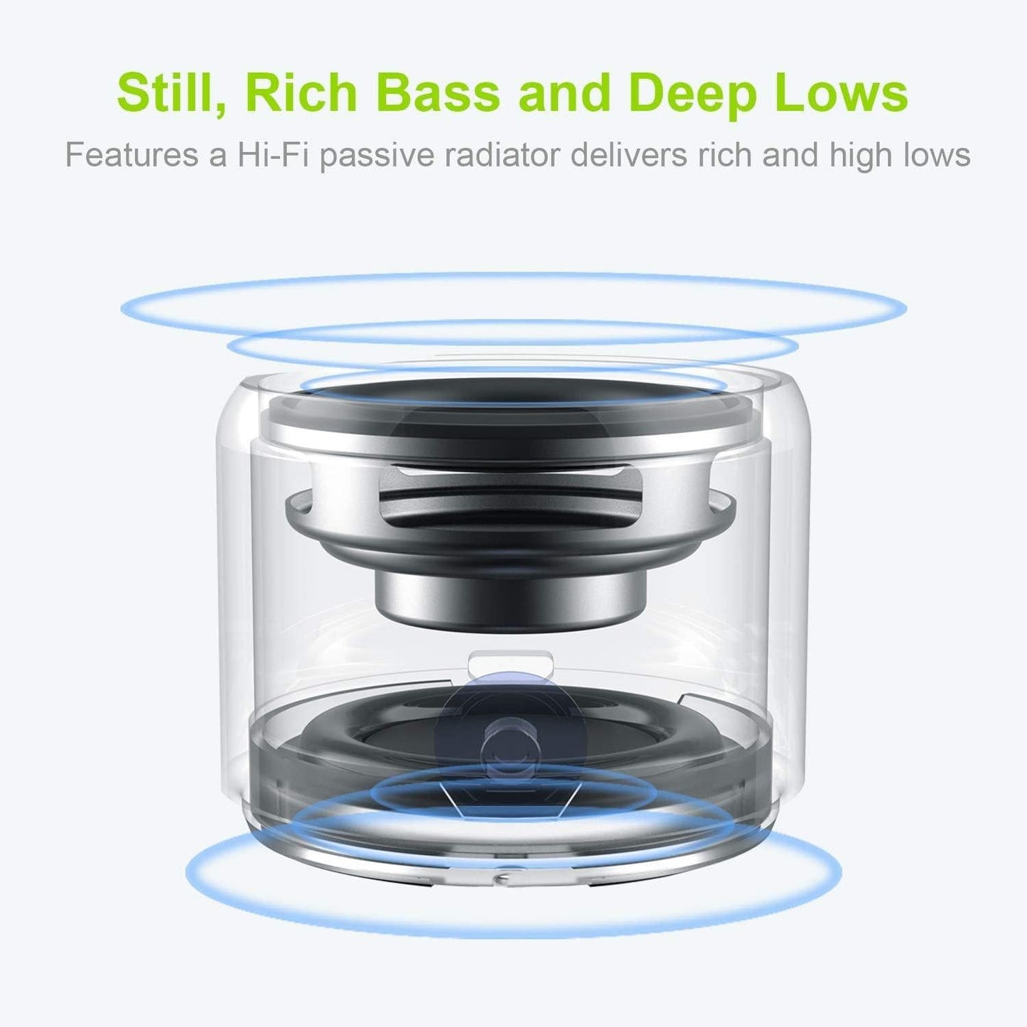 Mini Bluetooth Speaker (Black) | Portable & Pocket-Sized | Powerful Bass with Passive Radiator | 12-Hour Battery Life | Ideal for Outdoors.