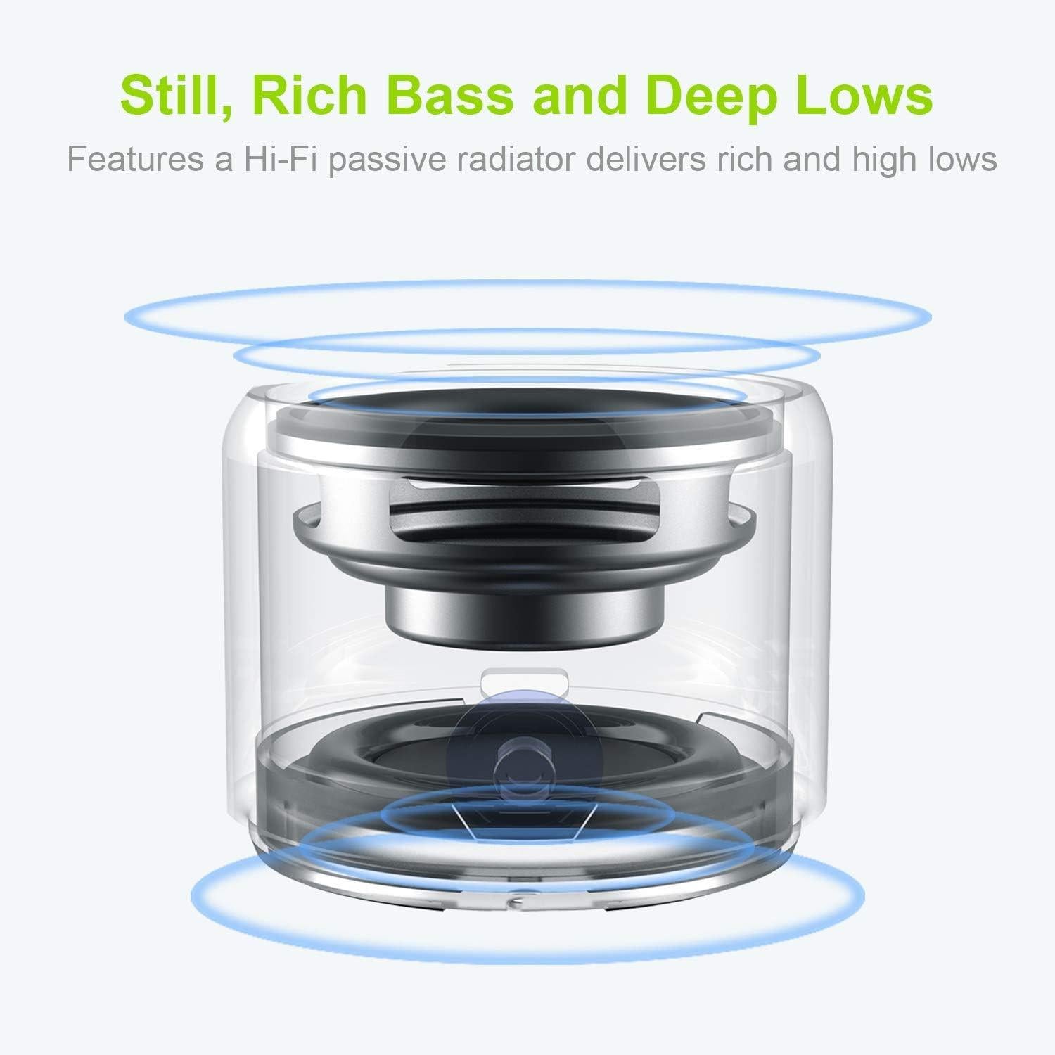 Mini Bluetooth Speaker (Black) | Portable & Pocket-Sized | Powerful Bass with Passive Radiator | 12-Hour Battery Life | Ideal for Outdoors.