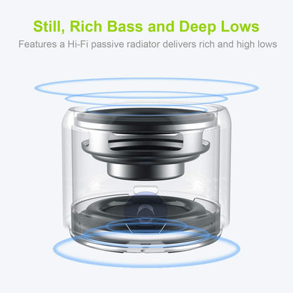 Mini Bluetooth Speaker (Black) | Portable & Pocket-Sized | Powerful Bass with Passive Radiator | 12-Hour Battery Life | Ideal for Outdoors.