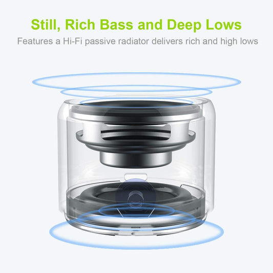 Mini Bluetooth Speaker (Black) | Portable & Pocket-Sized | Powerful Bass with Passive Radiator | 12-Hour Battery Life | Ideal for Outdoors.