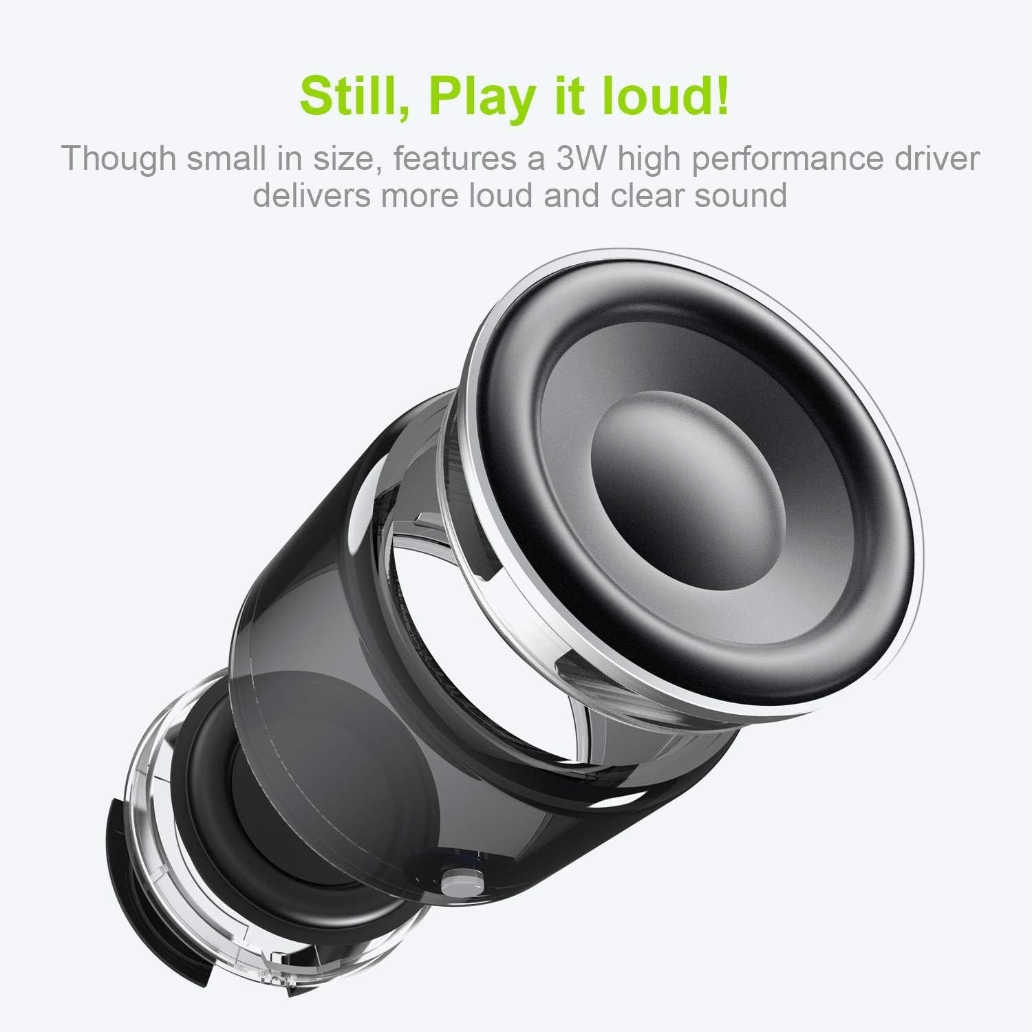 Mini Bluetooth Speaker (Black) | Portable & Pocket-Sized | Powerful Bass with Passive Radiator | 12-Hour Battery Life | Ideal for Outdoors.