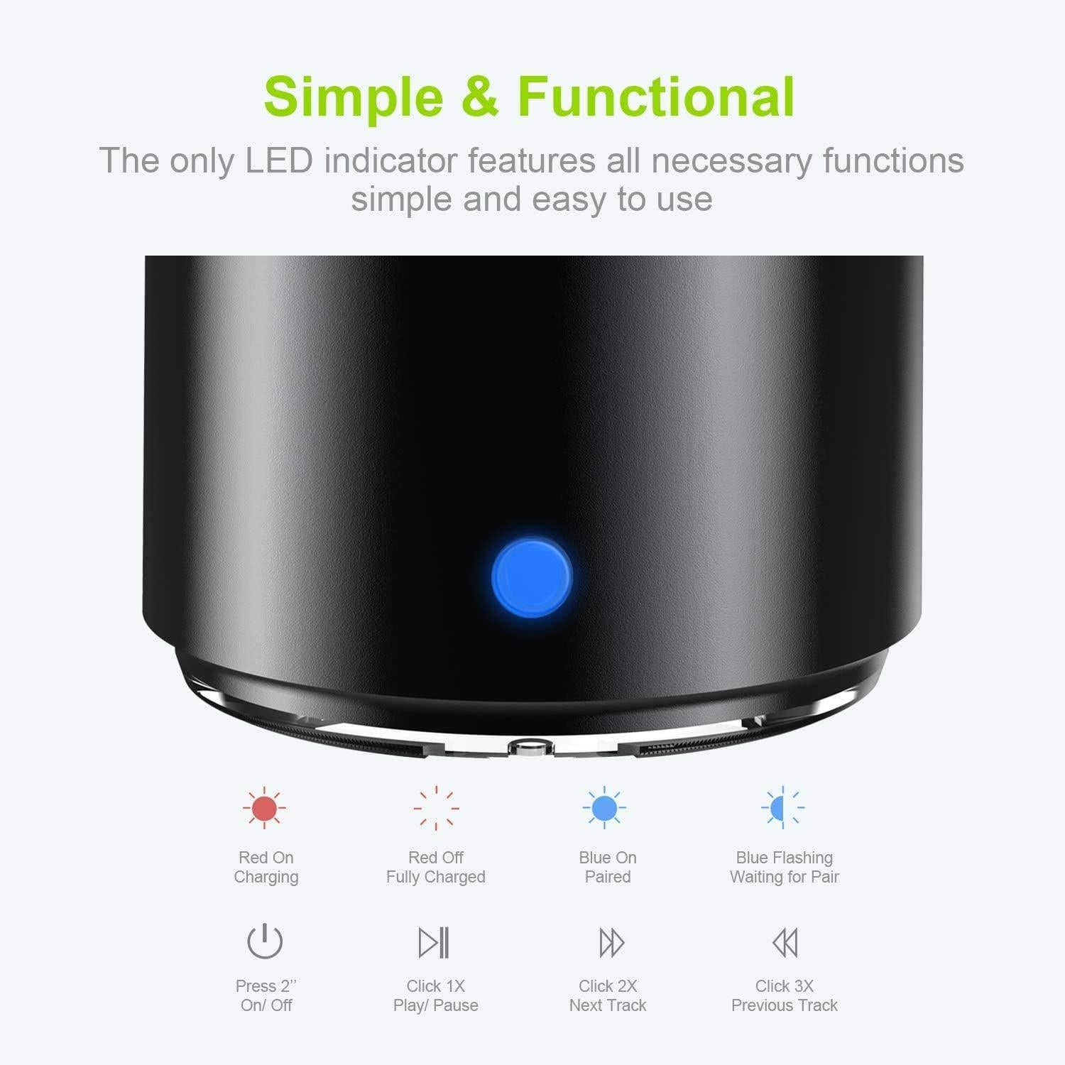 Mini Bluetooth Speaker (Black) | Portable & Pocket-Sized | Powerful Bass with Passive Radiator | 12-Hour Battery Life | Ideal for Outdoors.
