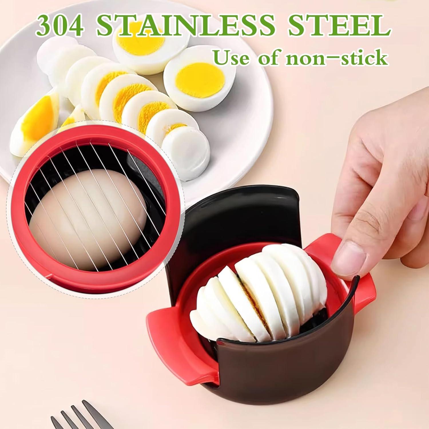 4-in-1 Egg Slicer - Egg Separator - Stainless Steel 304 - For Eggs, Strawberries & Soft Foods - Easy to Clean.