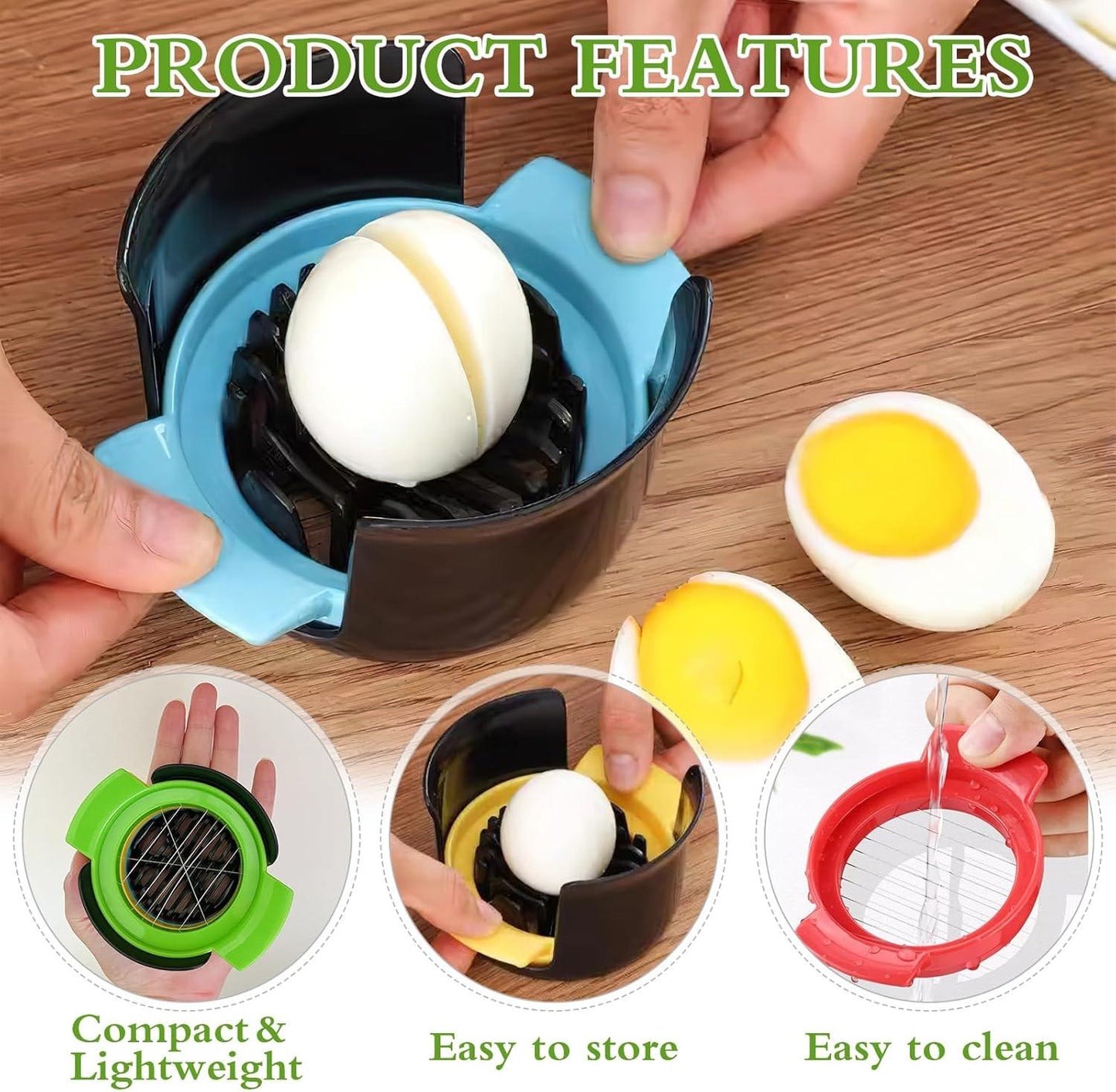 4-in-1 Egg Slicer - Egg Separator - Stainless Steel 304 - For Eggs, Strawberries & Soft Foods - Easy to Clean.