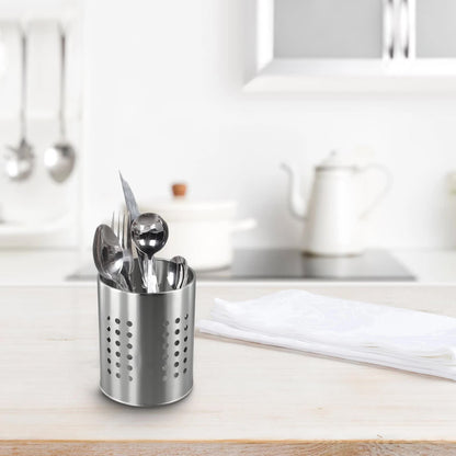 XL Kitchen Utensil Holder Stainless Steel - High Spatula Pot - 12 x 18 cm - Robust Stainless Steel - Silver