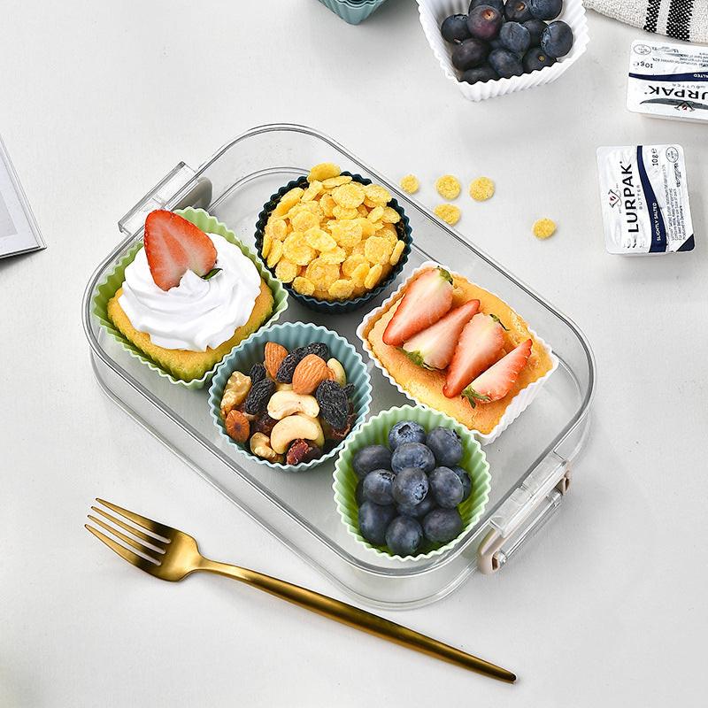 Silicone Muffin Mold Set - 12 Pieces - Reusable Cupcake Molds - Round, Square & Rectangular - Blue.