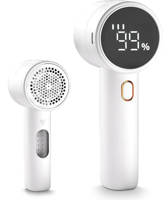 Electric Lint Remover - Rechargeable Lint Shaver - With LED Display - 3 Speeds - Sweater Depiller - White.