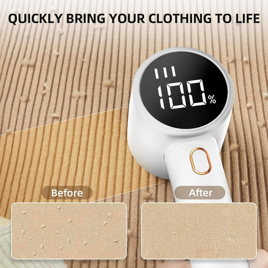 Electric Lint Remover - Rechargeable Lint Shaver - With LED Display - 3 Speeds - Sweater Depiller - White.