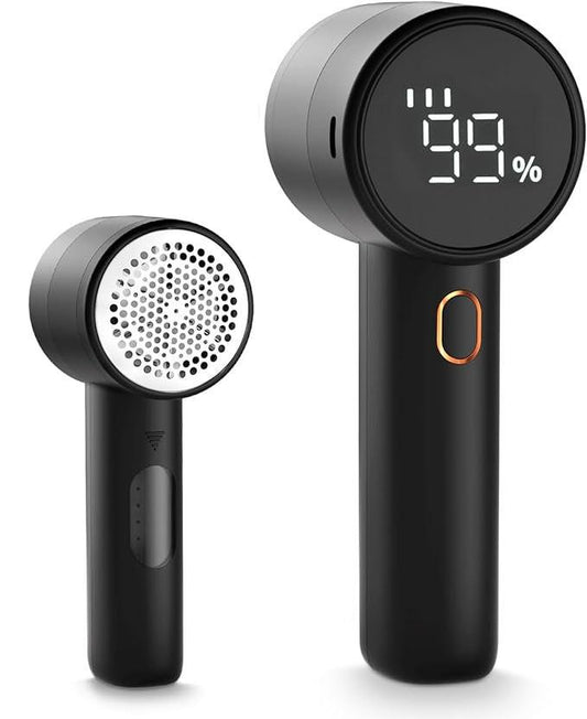 Electric lint remover - Rechargeable lint shaver - With LED display - 3 speeds - Sweater depiller - black.