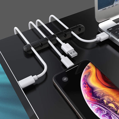 Black Cable Clips - Set of 3 - Self-Adhesive Cable Holders - Cable Management for Desk & Office.