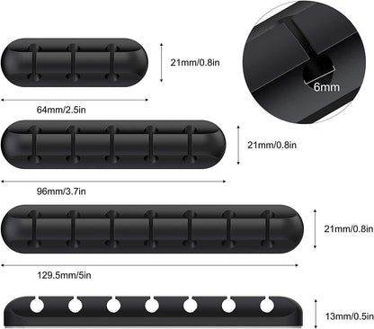 Black Cable Clips - Set of 3 - Self-Adhesive Cable Holders - Cable Management for Desk & Office.
