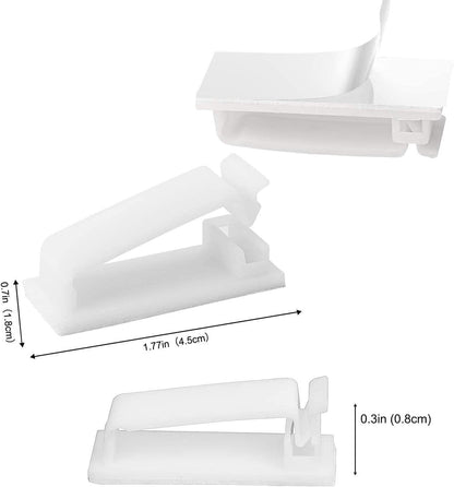 Adjustable Cable Clamps White - Set of 50 - Self-Adhesive Cable Clips - Cable Management for Desk & TV.