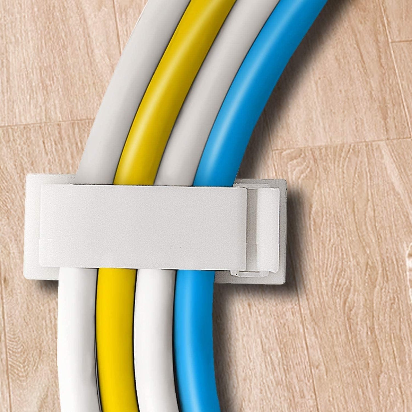 Adjustable Cable Clamps White - Set of 50 - Self-Adhesive Cable Clips - Cable Management for Desk & TV.