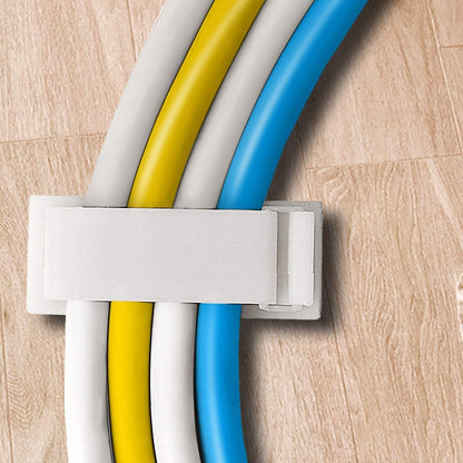Adjustable Cable Clamps White - Set of 50 - Self-Adhesive Cable Clips - Cable Management for Desk & TV.