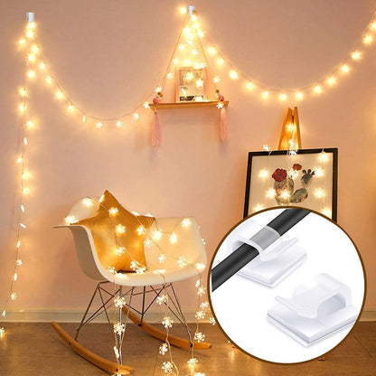 Black Cable Clips - Set of 60 - Self-Adhesive Cable Holders - Cable Management for Desk & TV - No Drilling Required.