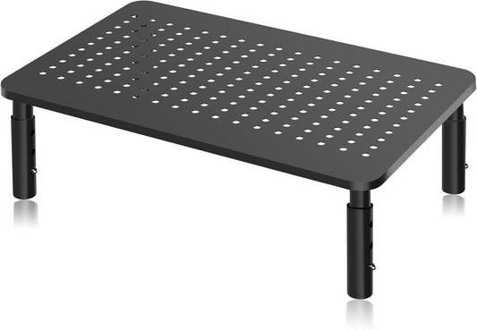 Metal Monitor Riser - Screen Stand - Adjustable in 3 Heights - Black.