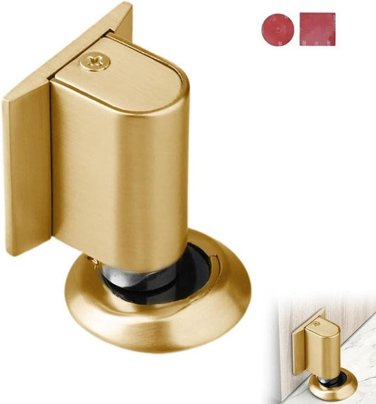 Magnetic Door Stopper Floor Gold - No Drilling - Self-Adhesive - Metal - Including Raising Disc.