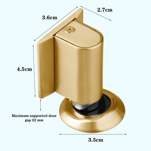 Magnetic Door Stopper Floor Gold - No Drilling - Self-Adhesive - Metal - Including Raising Disc.