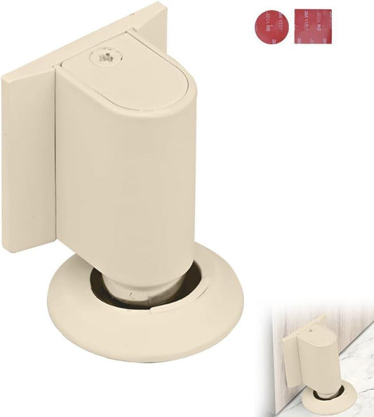Magnetic Door Stopper Floor White - No Drilling - Self-adhesive - Metal - Including Raising Disc.
