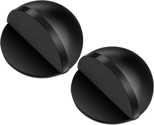 Door Stopper Floor Half Moon - Set of 2 - Black - Self-adhesive - No Drilling - Stainless Steel.
