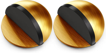 Door Stopper Floor Half Moon - Set of 2 - Gold - Self-adhesive - No Drilling - Stainless Steel.