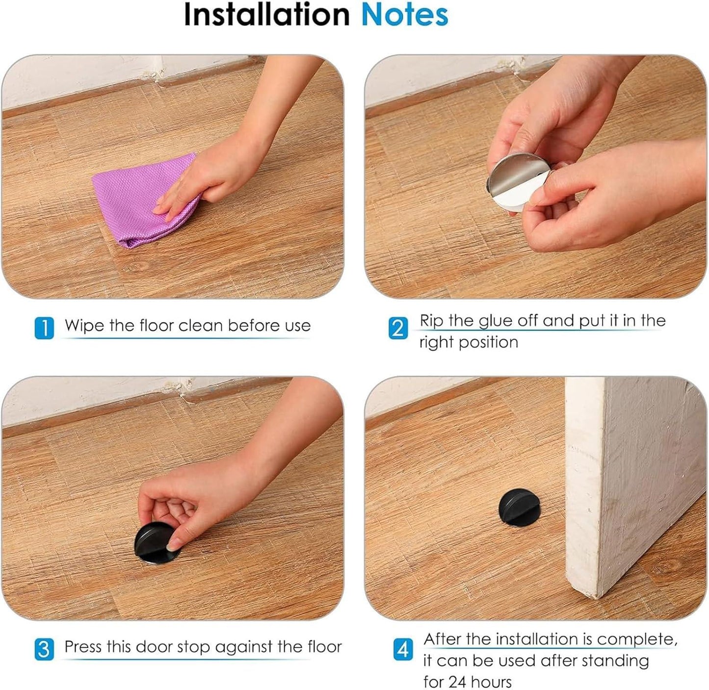 Door Stopper Floor Half Moon - Set of 2 - Gold - Self-adhesive - No Drilling - Stainless Steel.