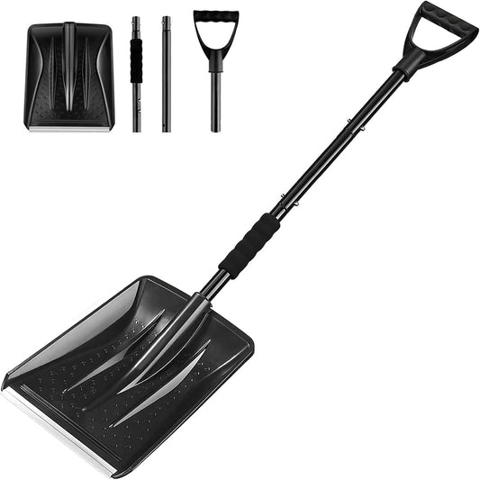 Snow Shovel - Lightweight & Portable - Snow Plow for Car, Driveway & Camping - Black.