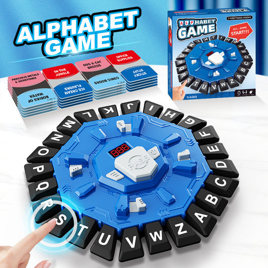 Board Game - 24-Letter Press Game - Fun and Fast Puzzle Game - Includes Two Modes - Covers 220 Theme Categories - Suitable for boys and girls aged 3 and up (2-8 players) - Word Game for Kids and Adults, Christmas and Birthday Gift - Blue.