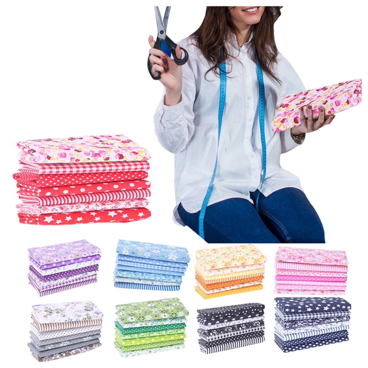 Tdoenbutw clearance Cotton Crafts Fabric Bundle Patchwork Squares Quilting Sewing Patchwork DIY 7PCS 7PC DIY Fabric fall fabric squares clearance sale Multicolor