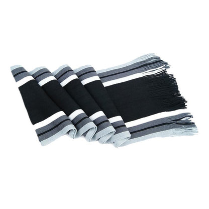 Men's Winter Scarf - Classic Striped Tassel Edge Soft Warm Scarf, Woolen Yarn Knitted Scarf Beige