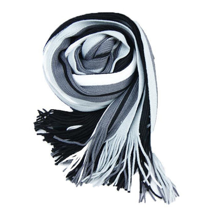 Men's Winter Scarf - Classic Striped Tassel Edge Soft Warm Scarf, Woolen Yarn Knitted Scarf Beige