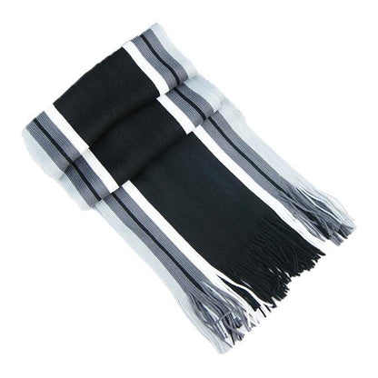 Men's Winter Scarf - Classic Striped Tassel Edge Soft Warm Scarf, Woolen Yarn Knitted Scarf Beige