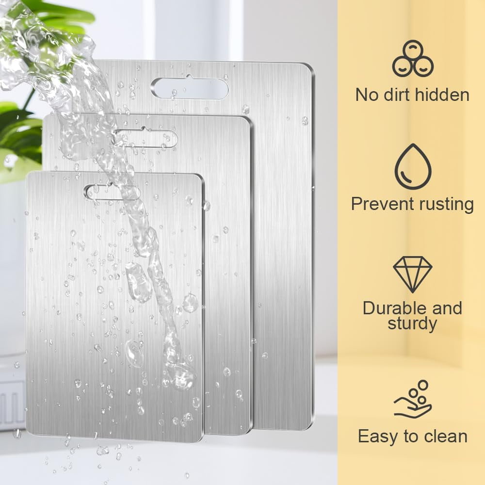 New Titanium Cutting Boards - 100% Pure Titanium Cutting Boards for Kitchen - Cutting Edge Hygiene & Durability, Double Sided Medical-grade Titanium Cutting Mat from Japan (15 x 11 in) 15" x 11".